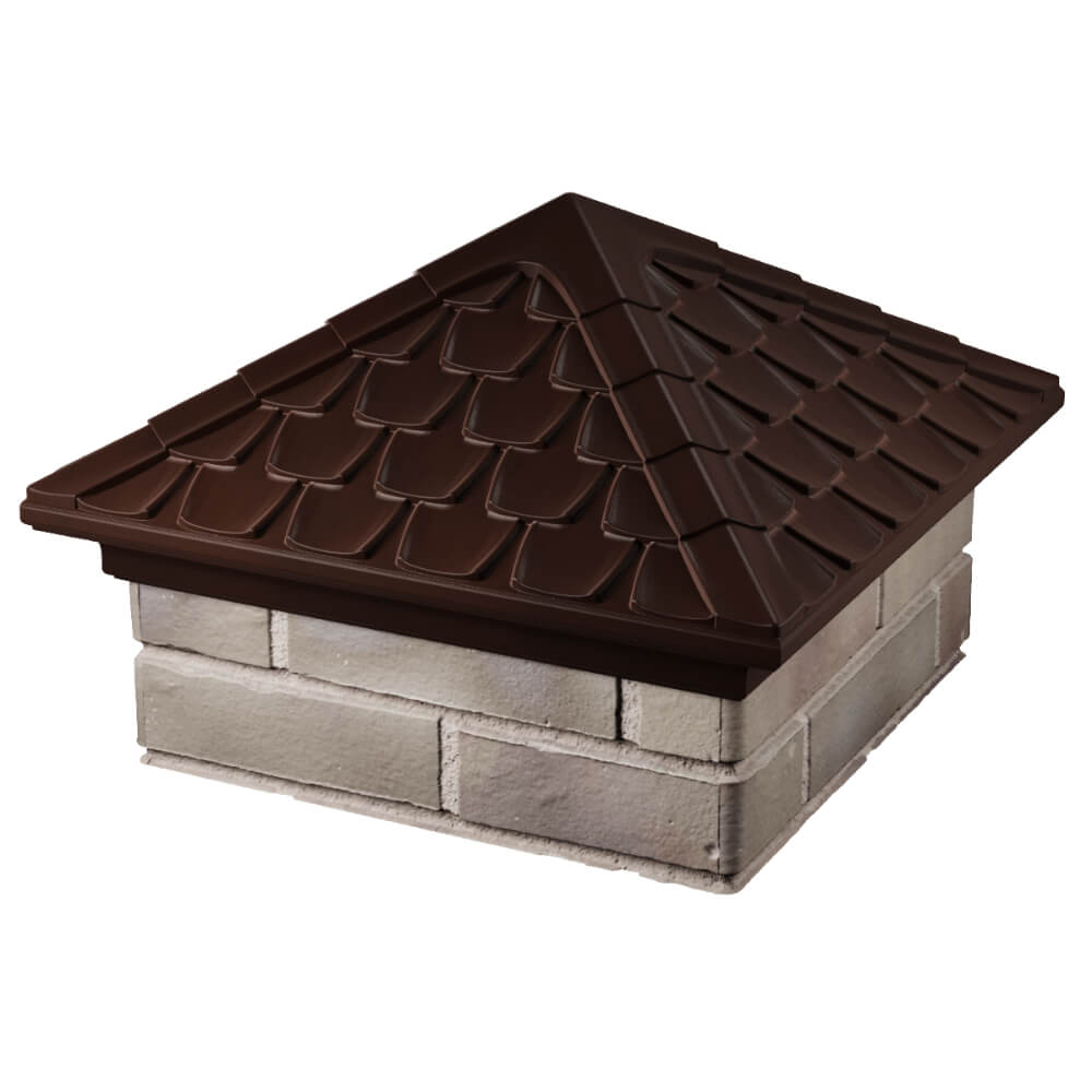 Колпак Zking Эльбрус Коричневый на столб 1.5х1.5 кирпича (385х385мм) в Саратове фото