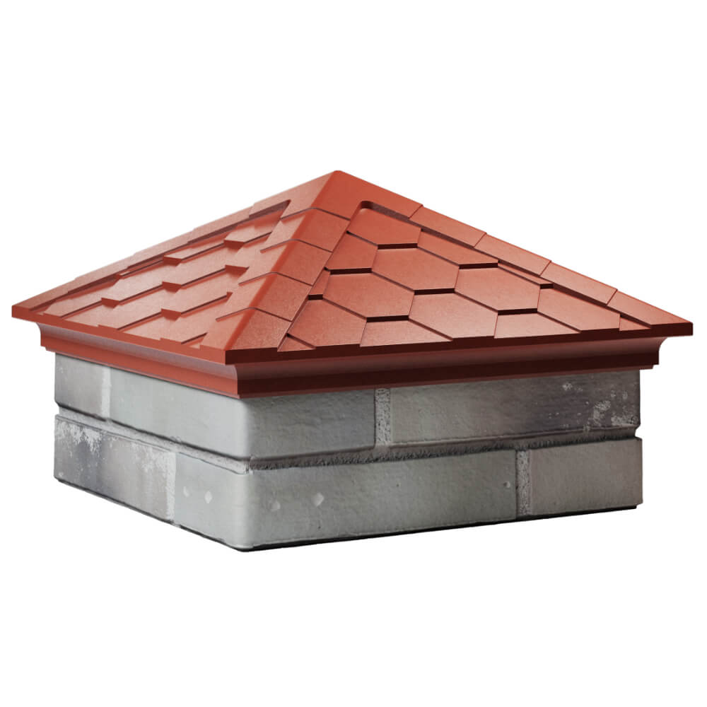 Колпак Zking Эверест Красный на столб 1.5х1.5 кирпича (390х390мм) в Саратове фото