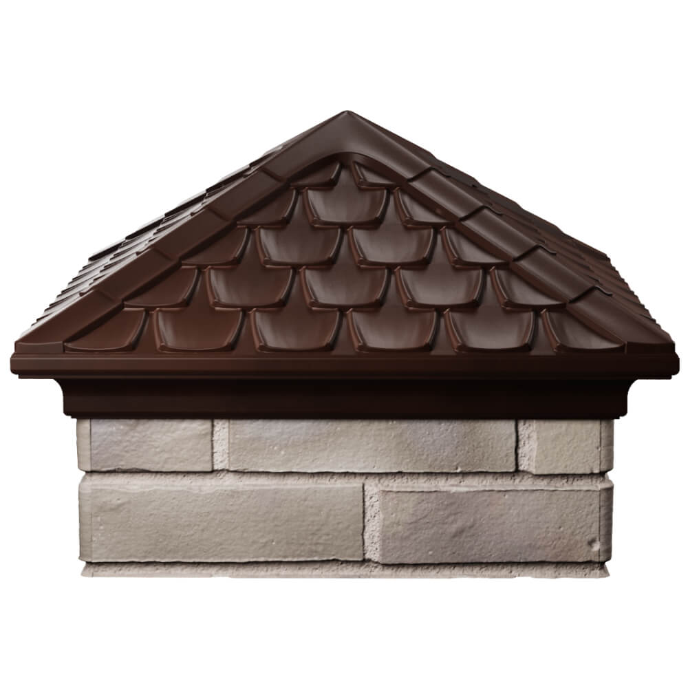 Колпак Zking Эльбрус Коричневый на столб 1.5х1.5 кирпича (385х385мм) Саратов фото