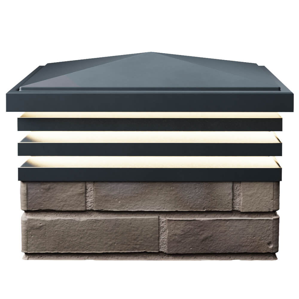 Колпак Zking Бона ХайТек Серый на столб 1.5х1.5 кирпича (385х385мм) с подсветкой в Саратове фото