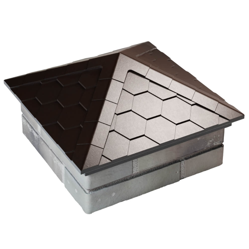 Колпак Zking Эверест Коричневый на столб 1.5х1.5 кирпича (390х390мм) в Саратове фото