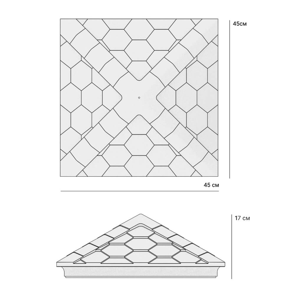 Колпак Zking Эверест Серый на столб 1.5х1.5 кирпича (390х390мм) в Саратове фото