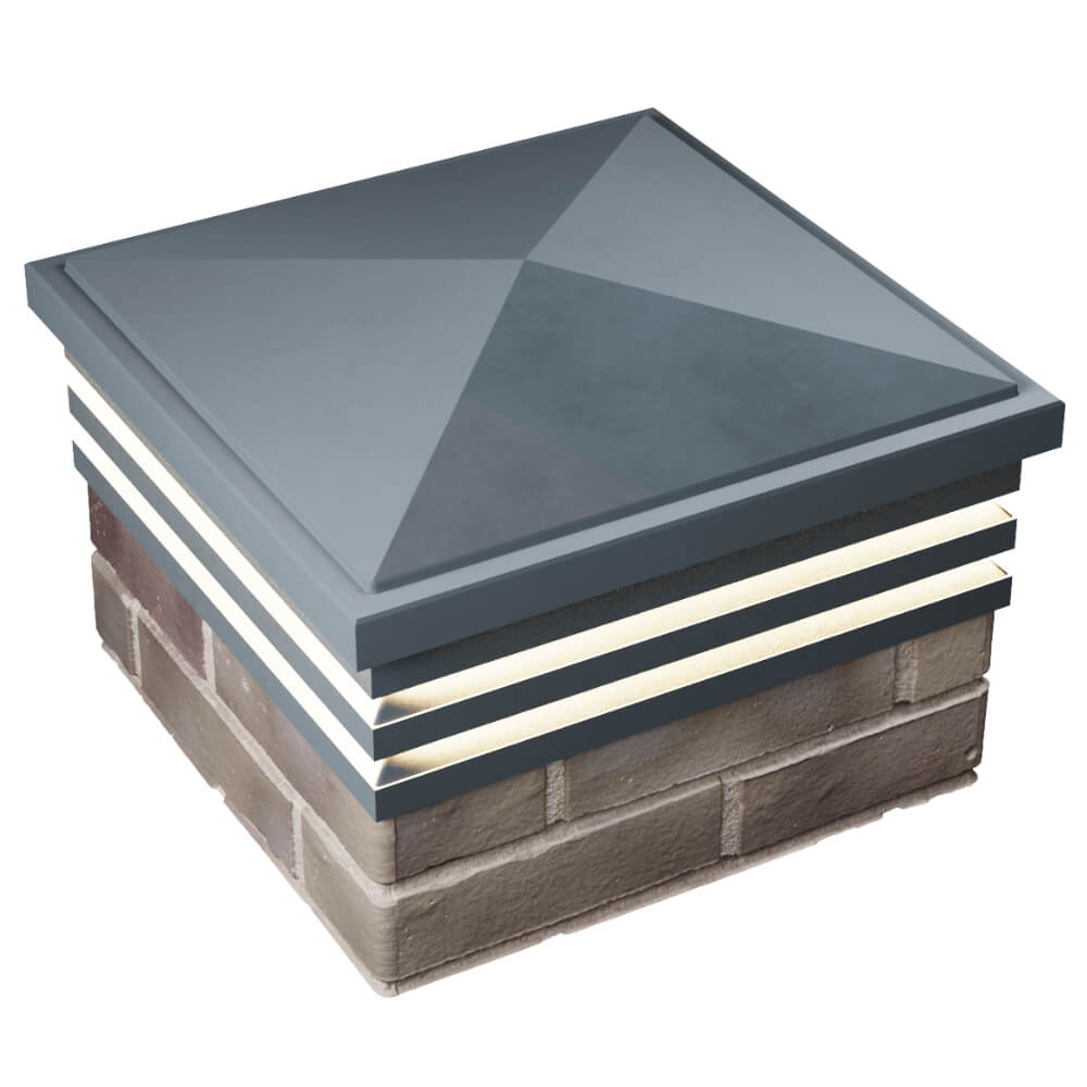 Колпак Zking Бона ХайТек Серый на столб 1.5х1.5 кирпича (385х385мм) с подсветкой в Саратове фото