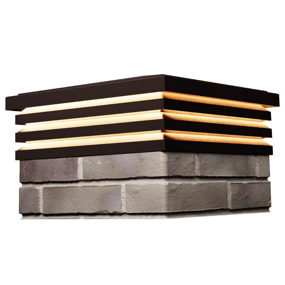 Колпак Zking Бона ХайТек Коричневый на столб 1.5х1.5 кирпича (385х385мм) с подсветкой в Саратове фото