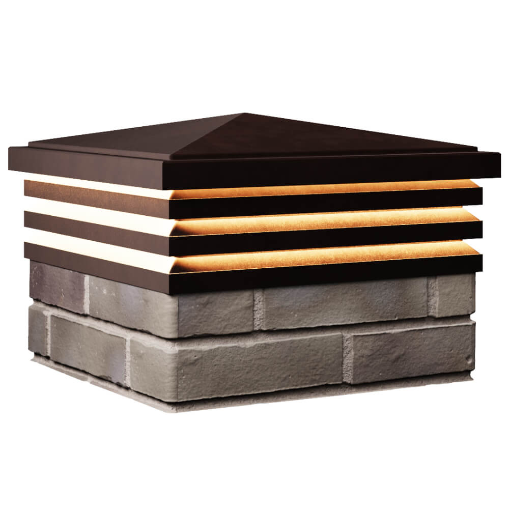 Колпак Zking Бона ХайТек Коричневый на столб 1.5х1.5 кирпича (385х385мм) с подсветкой в Саратове фото