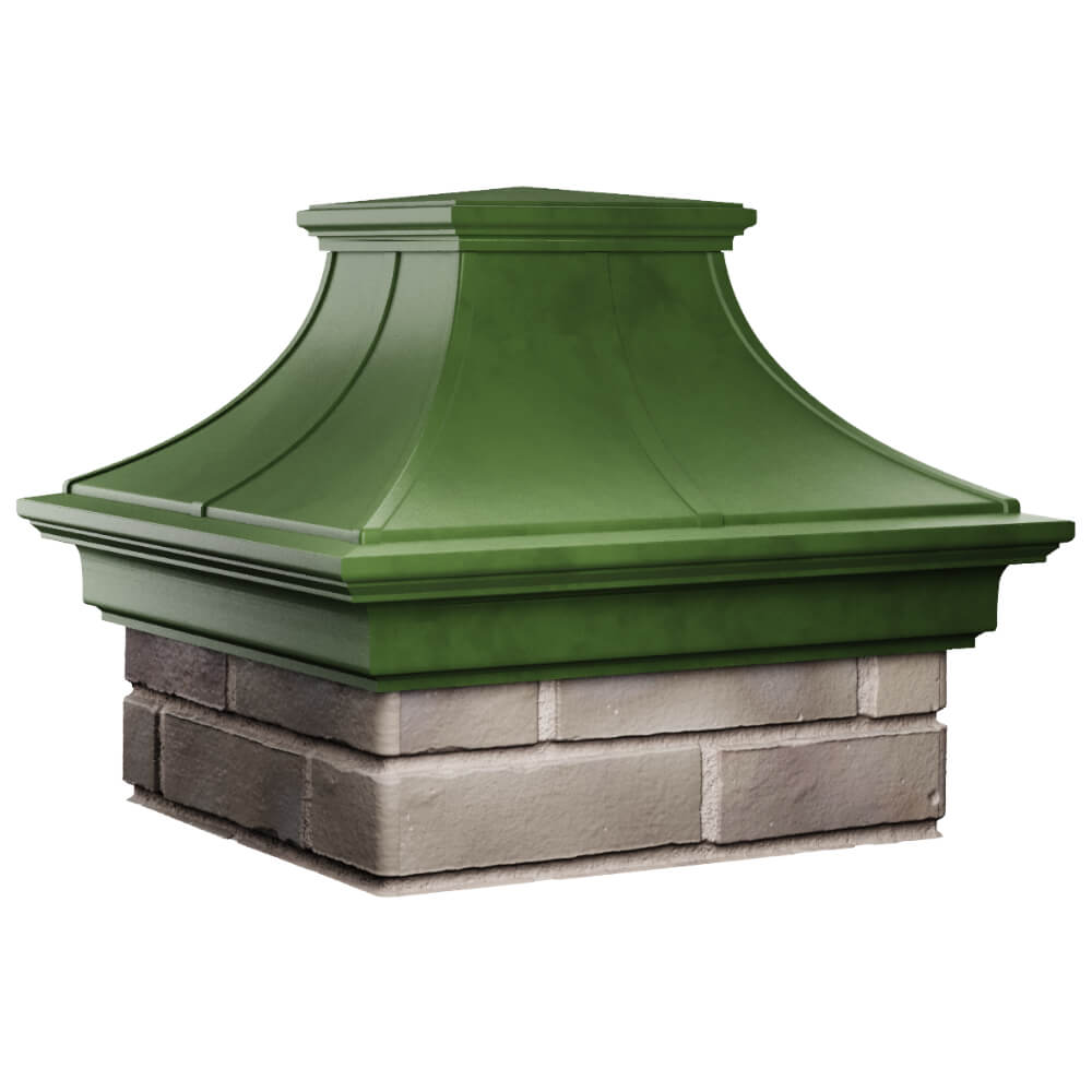 Колпак Zking Монблан Премиум Зеленый на столб 1.5х1.5 кирпича (385х385мм) в Саратове фото