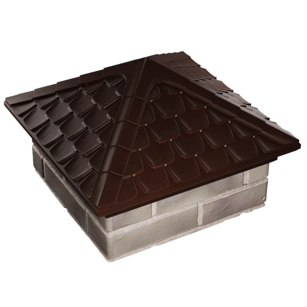 Колпак Zking Эльбрус Коричневый на столб 1.5х1.5 кирпича (385х385мм) в Саратове фото