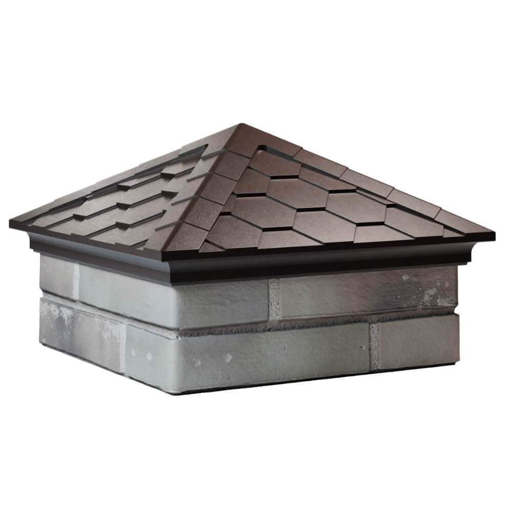 Колпак Zking Эверест Коричневый на столб 1.5х1.5 кирпича (390х390мм) в Саратове фото