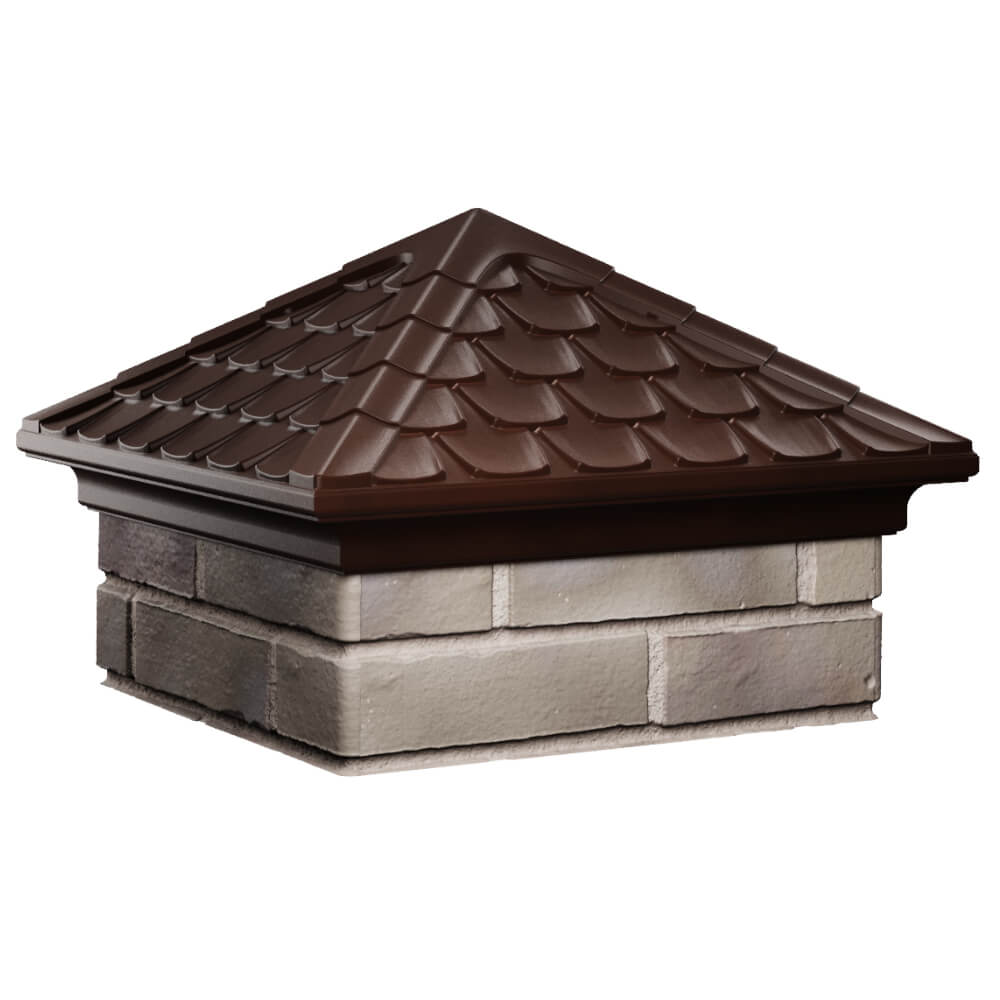 Колпак Zking Эльбрус Коричневый на столб 1.5х1.5 кирпича (385х385мм) в Саратове фото
