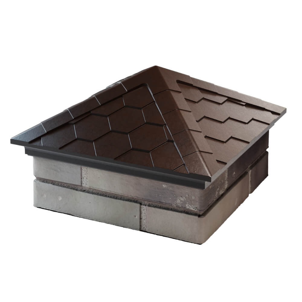 Колпак Zking Эверест Коричневый на столб 1.5х1.5 кирпича (390х390мм) в Саратове фото