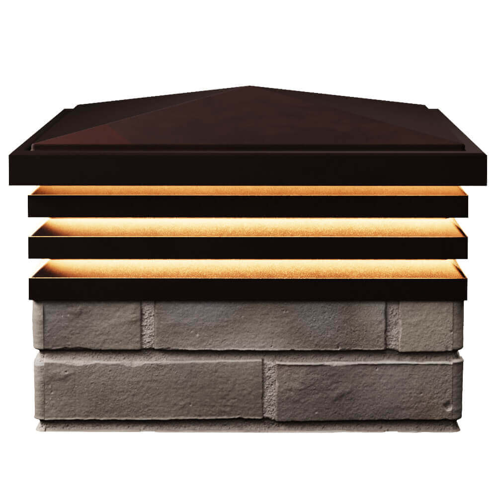 Колпак Zking Бона ХайТек Коричневый на столб 1.5х1.5 кирпича (385х385мм) с подсветкой в Саратове фото